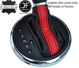 BLACK & RED STRIPE AUTO AUTOMATIC LEATHER GEAR GAITER FOR VW T5 TRANSPORTER