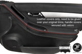 RED STITCH 4X FRONT DOOR HANDLE ARMREST LTHR COVERS FOR MERCEDES R CLASS W251