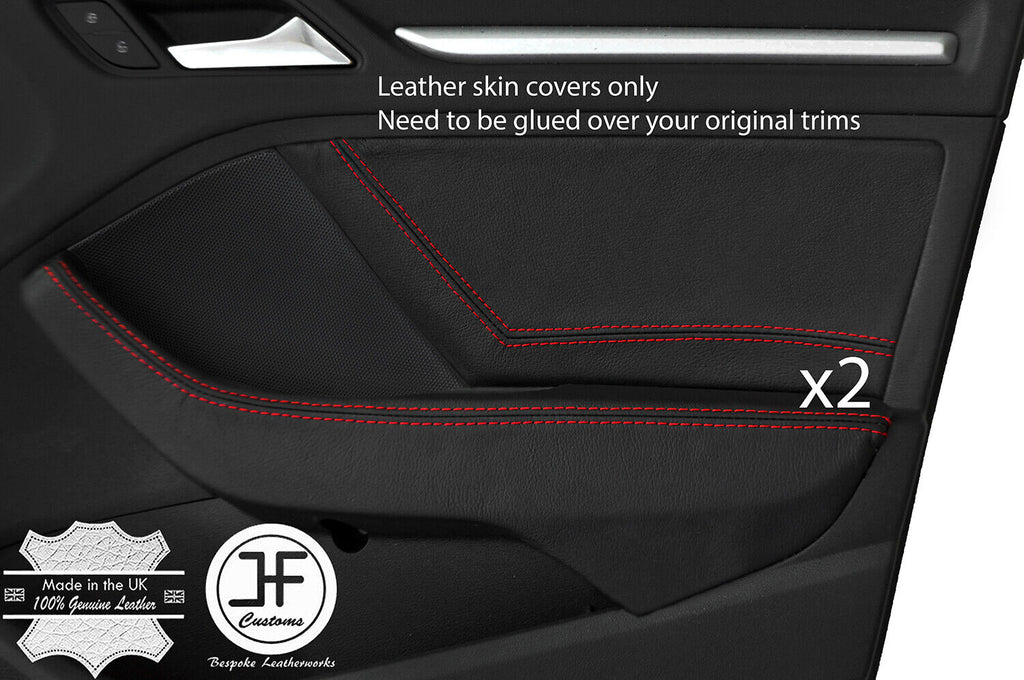 RED STICH 2X FRONT DOOR CARD&HANDLE ARMREST COVER FOR AUDI A3 13-19 5D DSG2