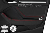 RED STICH 2X FRONT DOOR CARD&HANDLE ARMREST COVER FOR AUDI A3 13-19 5D DSG2