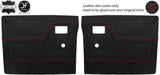 RED  STITCH AFTERMARKET 2X FRONT DOOR CARD LEATHER COVERS FOR DEFENDER 90 110