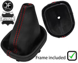 RED STITCH LEATHER MANUAL GAITER + PLASTIC FRAME FITS VW CADDY & MAXI 04-15