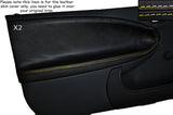 YELLOW STITCH 2X FRONT DOOR CARD TRIM SKIN COVER FITS MG ZR ROVER 25 99-05 3 DR