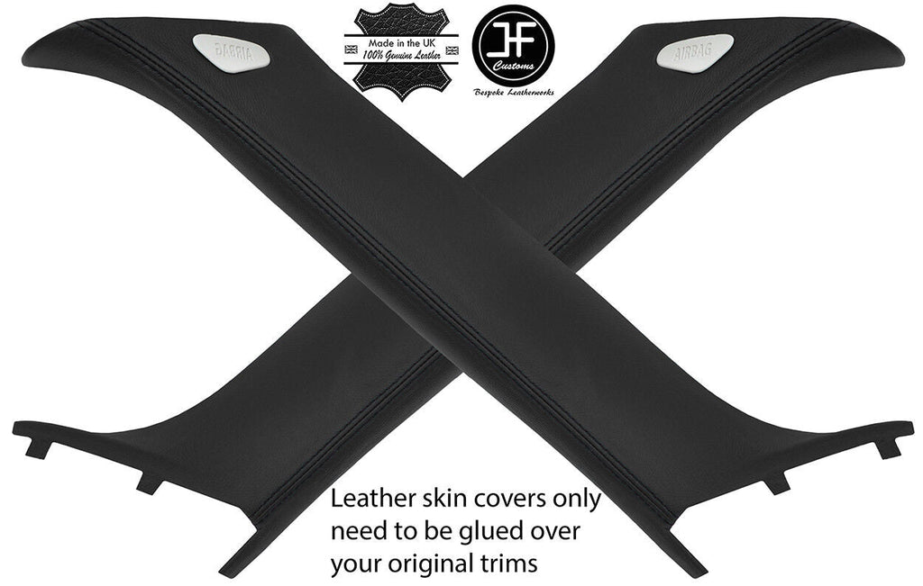 BLACK STITCH 2X A PILLAR REAL LEATHER COVERS FITS BMW MINI COOPER R56 07-13