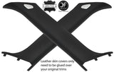BLACK STITCH 2X A PILLAR REAL LEATHER COVERS FITS BMW MINI COOPER R56 07-13