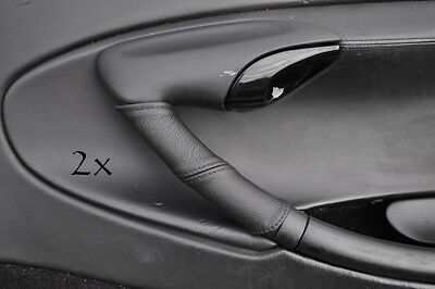 FITS PORSCHE BOXSTER  2X DOOR HANDLE LEATHER COVERS black stitch CUSTOM NEW