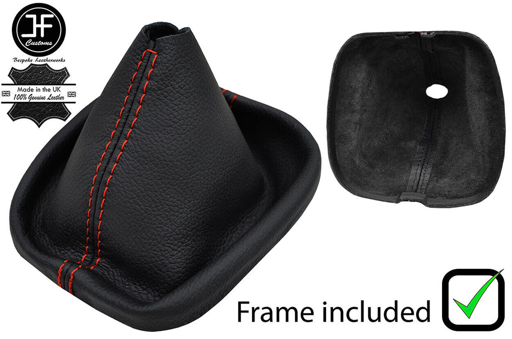 RED STITCH LEATHER MANUAL GEAR GAITER+PLASTIC FRAME FITS JAGUAR S TYPE 99-07