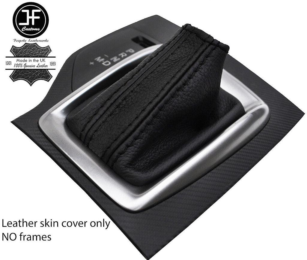 BLACK & BLACK STRIPE REAL LEATHER AUTO AUTOMATIC GEAR GAITER FITS MAZDA 3 14-17
