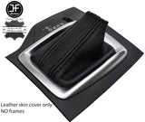 BLACK & BLACK STRIPE REAL LEATHER AUTO AUTOMATIC GEAR GAITER FITS MAZDA 3 14-17