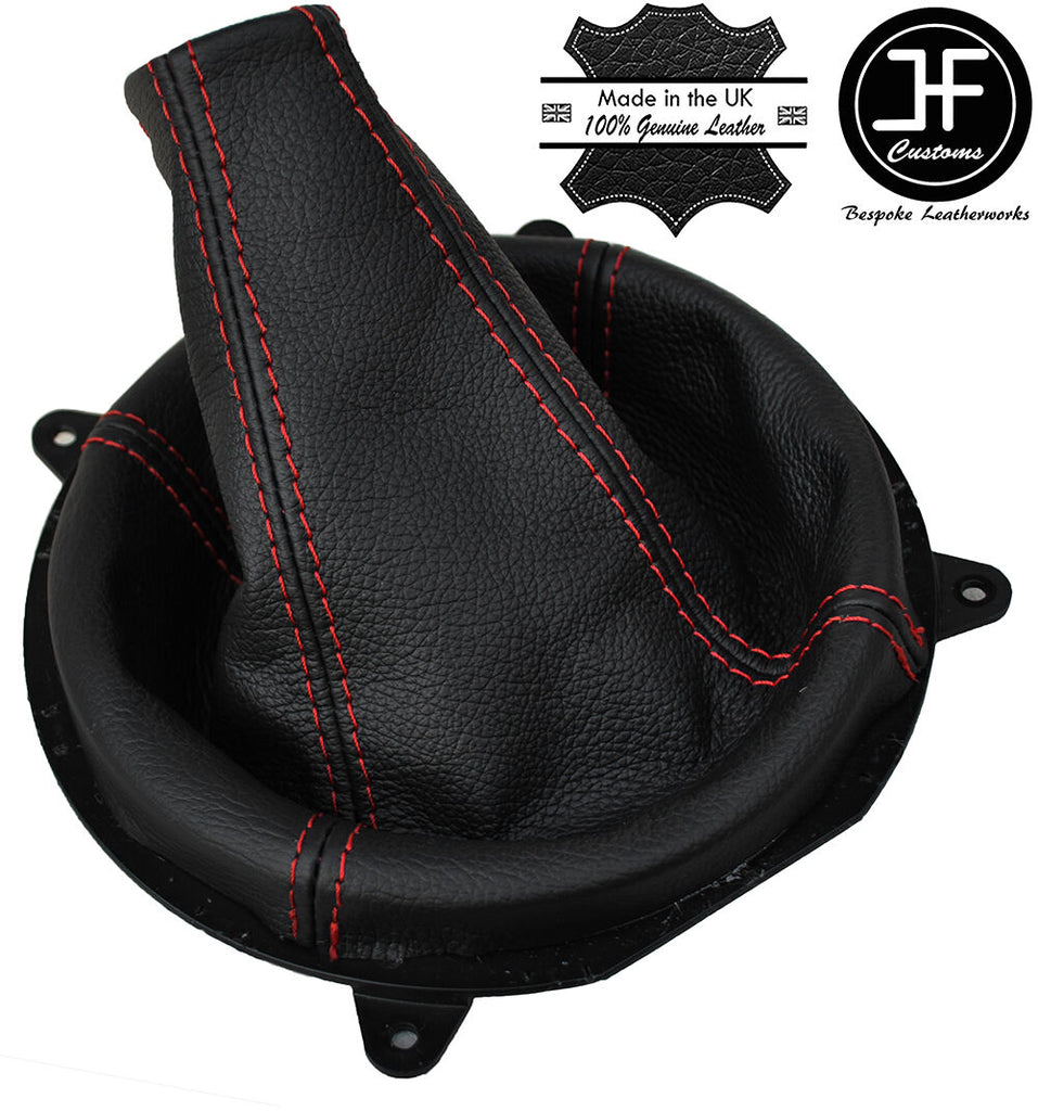 RED STITCHING MANUAL LEATHER GEAR GAITER FITS SSANGYONG KYRON 2005-2010