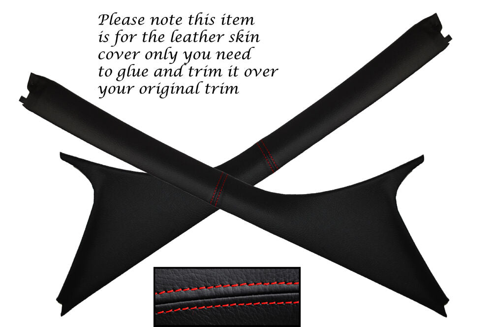 RED STITCH 2X WINDSCREEN A PILLARS LEATHER COVERS FITS SMART FORTWO 451 07-14