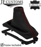 RED  STITCH LEATHER AUTOMATIC GEAR GAITER+PLASTIC FRAME FOR HYUNDAI IX20 15-20