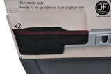 RED STITCH 2X FRONT DOOR ARMREST SUEDE COVERS FITS RANGE ROVER VOGUE 02-06