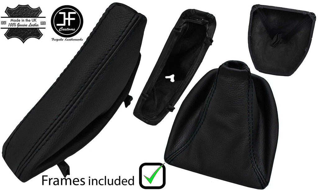 BLACK STITCH LEATHER GEAR+HANDBRAKE GAITER+PLASTIC FRAME FOR BMW E60 E61 03-07