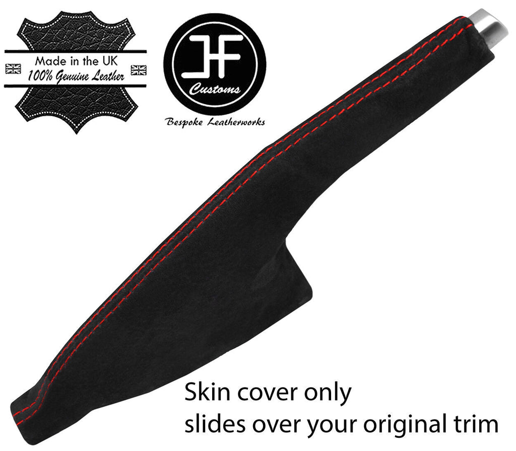 RED STITCHING REAL SUEDE HANDBRAKE GAITER FITS VW POLO 2014-2017 CUSTOM NEW