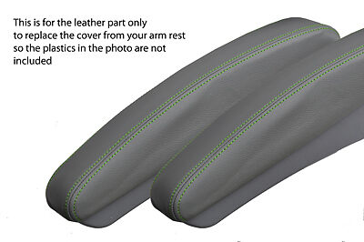 GREEN STITCH 2X GREY ARMREST SKIN COVERS FITS MERCEDES V CLASS VITO W638 96-03