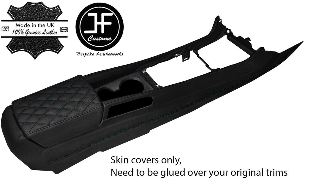 BLACK STITCH FULL CENTRE CONSOLE&DIAMOND ARMREST LEATHER COVER FOR CAMARO 10-15
