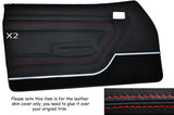 RED STITCH 2X FRONT DOOR CARDS LEATHER SKIN COVER FITS FORD CAPRI MK3 STYLE 2