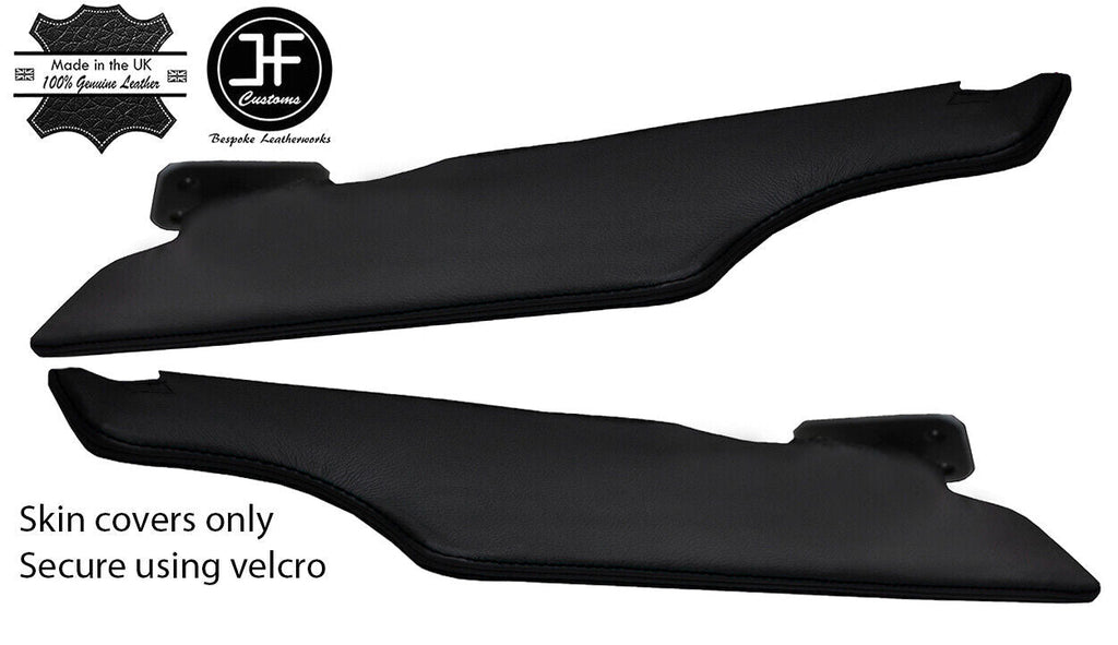BLACK STITCH 2X SUN VISORS REAL LEATHER COVERS FOR RENAULT MASTER 2003-2010