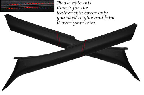 RED STITCH FITS PEUGEOT 106 CITROEN SAXO 96-04 2X WINDSCREEN PILLAR LTHR COVERS