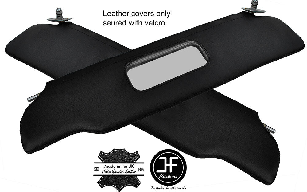 BLACK STITCHING 2X SUN VISORS LEATHER COVERS FITS ROVER P6 3500 V8 CUSTOM NEW
