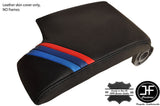 BLACK STITCH LEATHER ARMREST COVER TRI STRIPES FITS BMW E46 3 SERIES 1998-2005