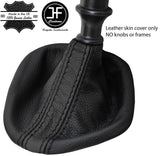 BLACK & BLACK STRIPE TOP GRAIN LEATHER GEAR GAITER FITS VAUXHALL VIVARO 15-18
