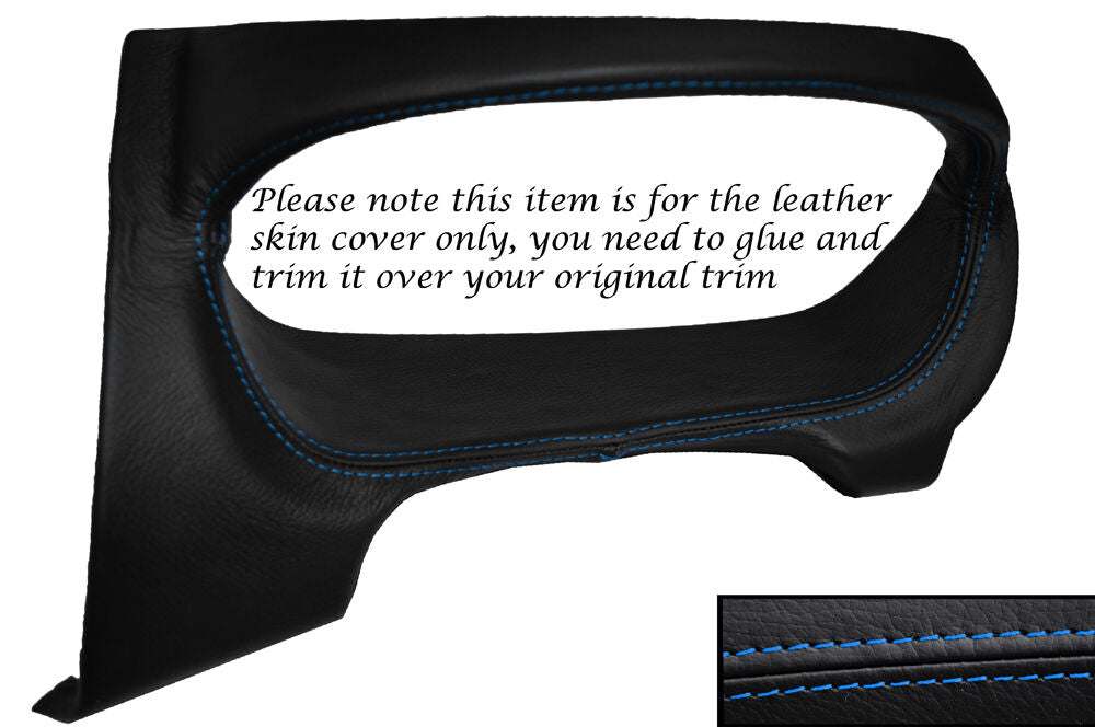 BLUE STITCH SPEEDO SURROUND LEATHER SKIN COVER FITS MITSUBISHI L200 2006-2014