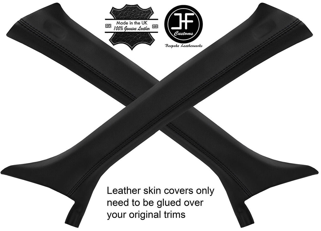 BLACK STITCH 2X A PILLAR REAL LEATHER COVERS FITS AUDI Q5 2008-2015 CUSTOM NEW