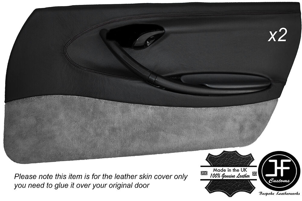 BLACK STICH 2X FULL DOOR CARD TRIM COVERS FITS PORSCHE BOXSTER 986 STYLE 2