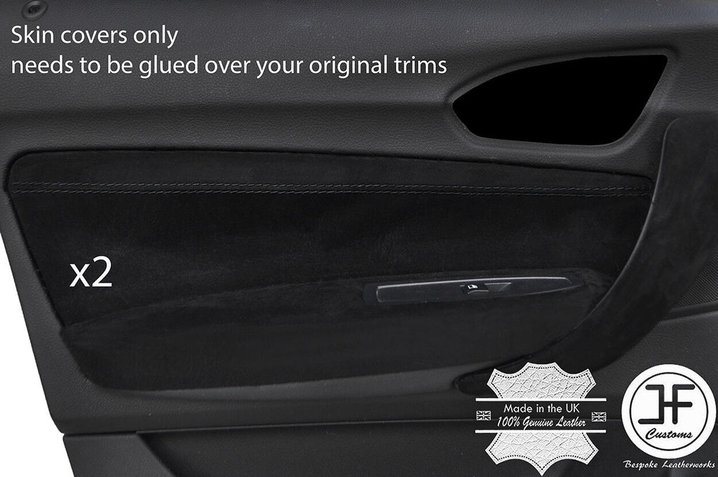 BLACK  STITCH 2X FRONT DOOR CARD TRIM SUEDE COVERS FOR BMW F20 F21 11-17
