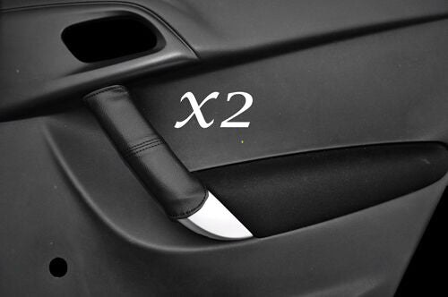 BLACK STITCH 2X REAR DOOR HANDLE LEATHER SKIN COVERS FITS CITROEN C3 09-14