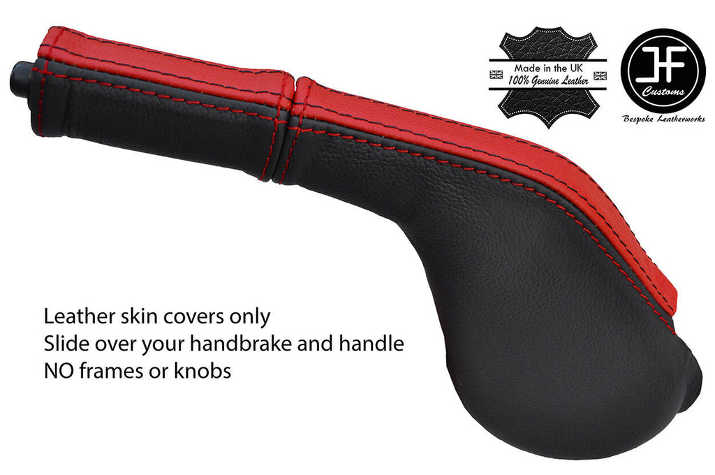 BLACK & RED LEATHER HANDBRAKE GAITER & HANDLE COVER FOR MAZDA RX7 FC3S 86-91