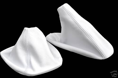 FITS BMW 3 SERIES E90 E91 E92 E93 GEAR HANDBRAKE GAITER SET WHITE LEATHER