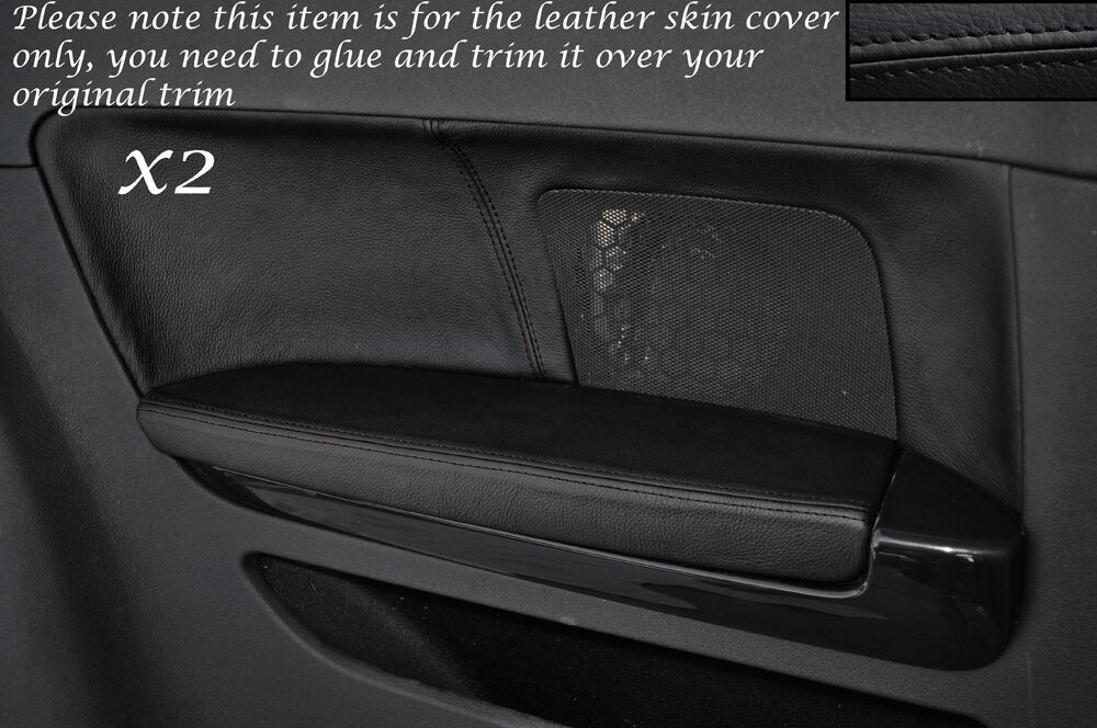 BLACK STITCH 2X REAR DOOR CARD TRIM LEATHER COVERS FITS AUDI A3 8P S3 03-12 3DR