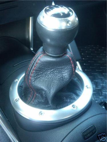 FITS AUDI TT BLACK GEAR GAITER LEATHER SHIFT BOOT RED STITCH CUSTOM NEW