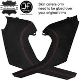 RED STITCH 2X SIDE CONSOLE TUNNEL TRIM SUEDE COVERS FOR TESLA MODEL S 12-16