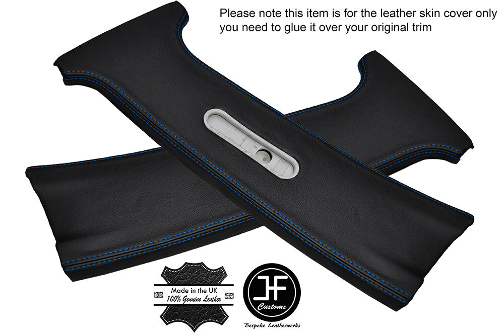 BLUE STITCH 2X B PILLAR LEATHER COVERS FITS VW GOLF MK4 JETTA 1998-2005 5 DOOR