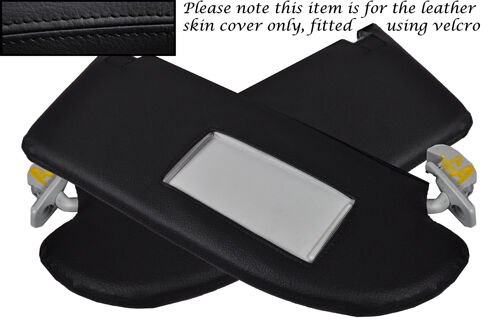 BLACK STITCH 2X SUN VISORS LEATHER SKIN COVERS FITS SEAT IBIZA 2009+ CUSTOM NEW