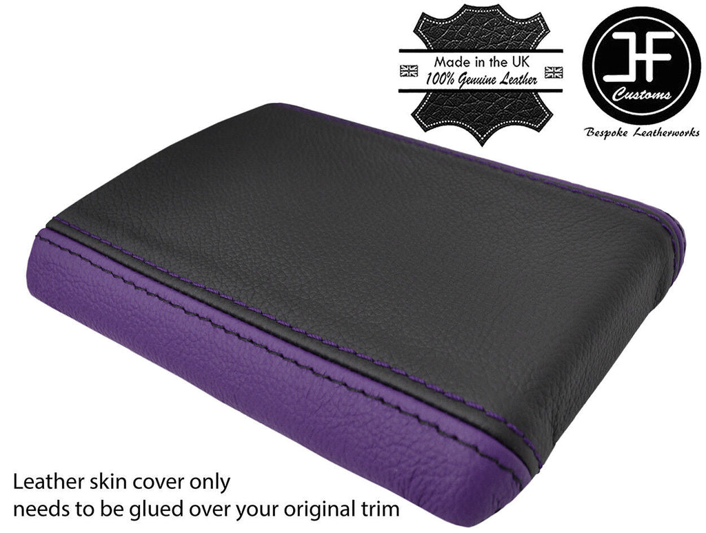 BLACK & PURPLE TOP GRAIN LEATHER ARMREST COVER FITS SUBARU IMPREZA WRX STI 01-04