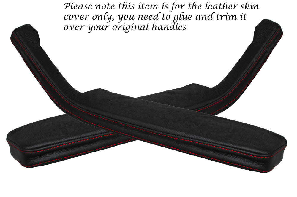 RED STITCH 2X FRONT DOOR HANDLE ARMREST COVERS FITS FIAT X1/9 X19 1973-1989