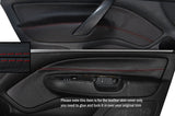 RED STITCH 2X FRONT DOOR CARD TRIM SKIN COVERS FITS SKODA OCTAVIA MK2 04-13