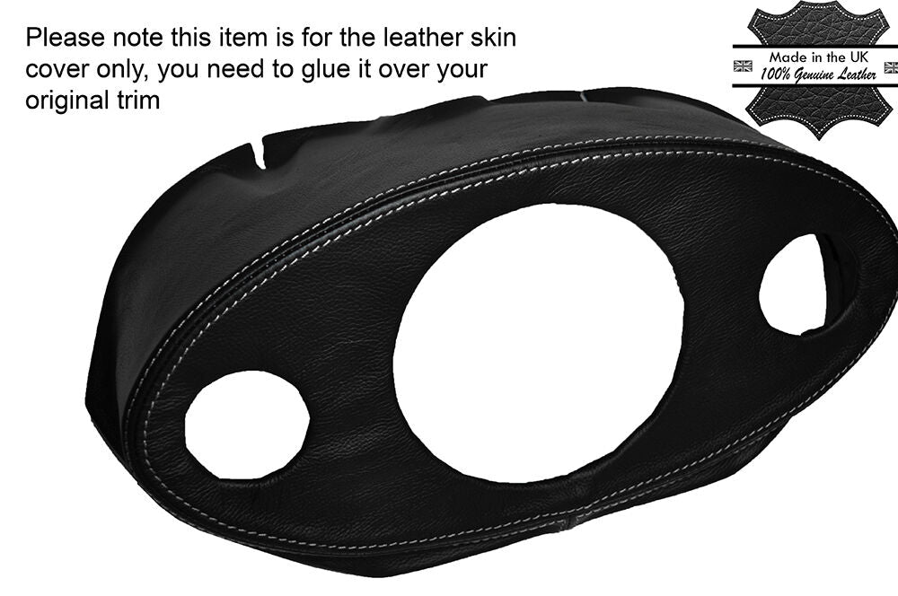WHITE STITCH SPEEDO SURROUND HOOD LEATHER SKIN COVER FITS MINI CLASSIC DOWNTON