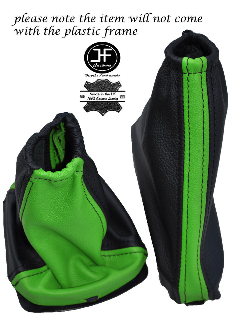 BLACK & GREEN LEATHER GEAR & HANDBRAKE GAITERS FITS FORD FOCUS II 04-08