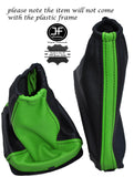 BLACK & GREEN LEATHER GEAR & HANDBRAKE GAITERS FITS FORD FOCUS II 04-08