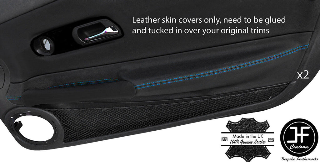 BLUE STITCH 2X DOOR ARMREST LEATHER COVERS FOR CHRYSLER CROSSFIRE 2003-2008