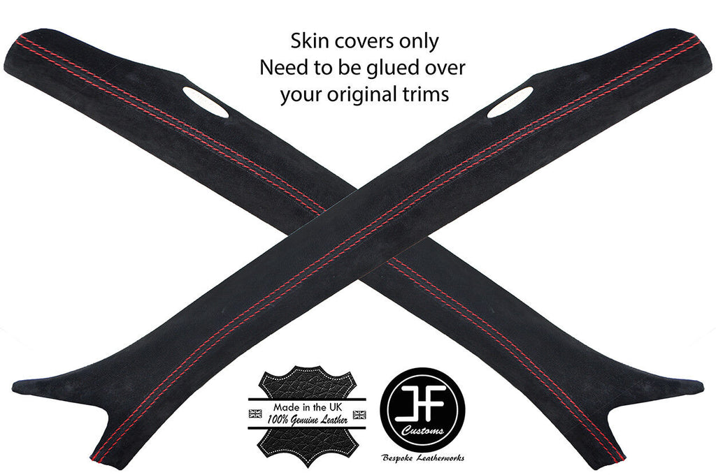 RED STITCHING 2X A PILLAR SUEDE COVERS FOR RANGE ROVER SPORT 2005-2013