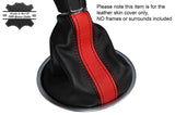 BLACK & RED STRIPE LEATHER SKIN MANUAL GEAR GAITER FITS VW BEETLE 2012-2015