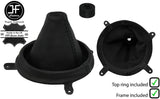 BLACK STITCH LEATHER GEAR GAITER+PLASTIC FRAME+TOP RING FITS MAZDA 2 2007-2014