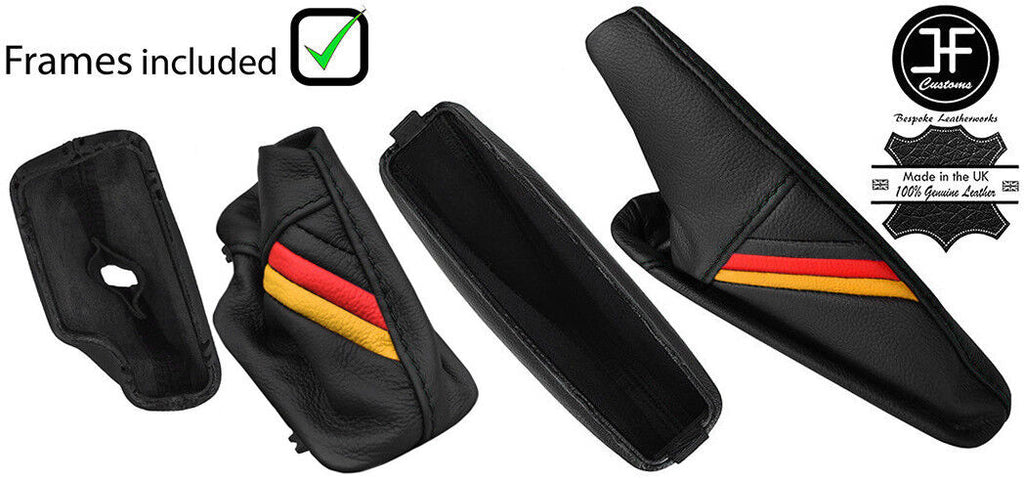 BLACK STITCH GERMAN STRIPE AUTOMATIC GAITER SET+PLASTIC FRAME FOR BMW E46 99-05